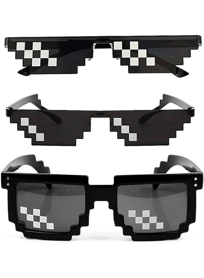3 قطع سدادة الحياة موزاييك مضاد للكسر عدسة كمبيوتر خفيفة الوزن، مضاد انزلاق مطاطي الحماية من الأشعة فوق البنفسجية نظارات شمسية، أسود - Image 1