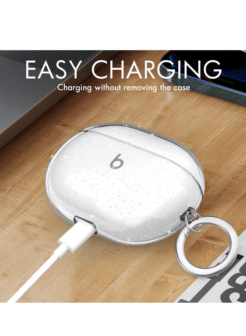 SYOSI Sparkly Bling Clear Case for Beats Studio Buds Case Cover 2023, Shockproof Soft TPU Case for Beats Studio Buds Case Cover with Keychain - Image 5