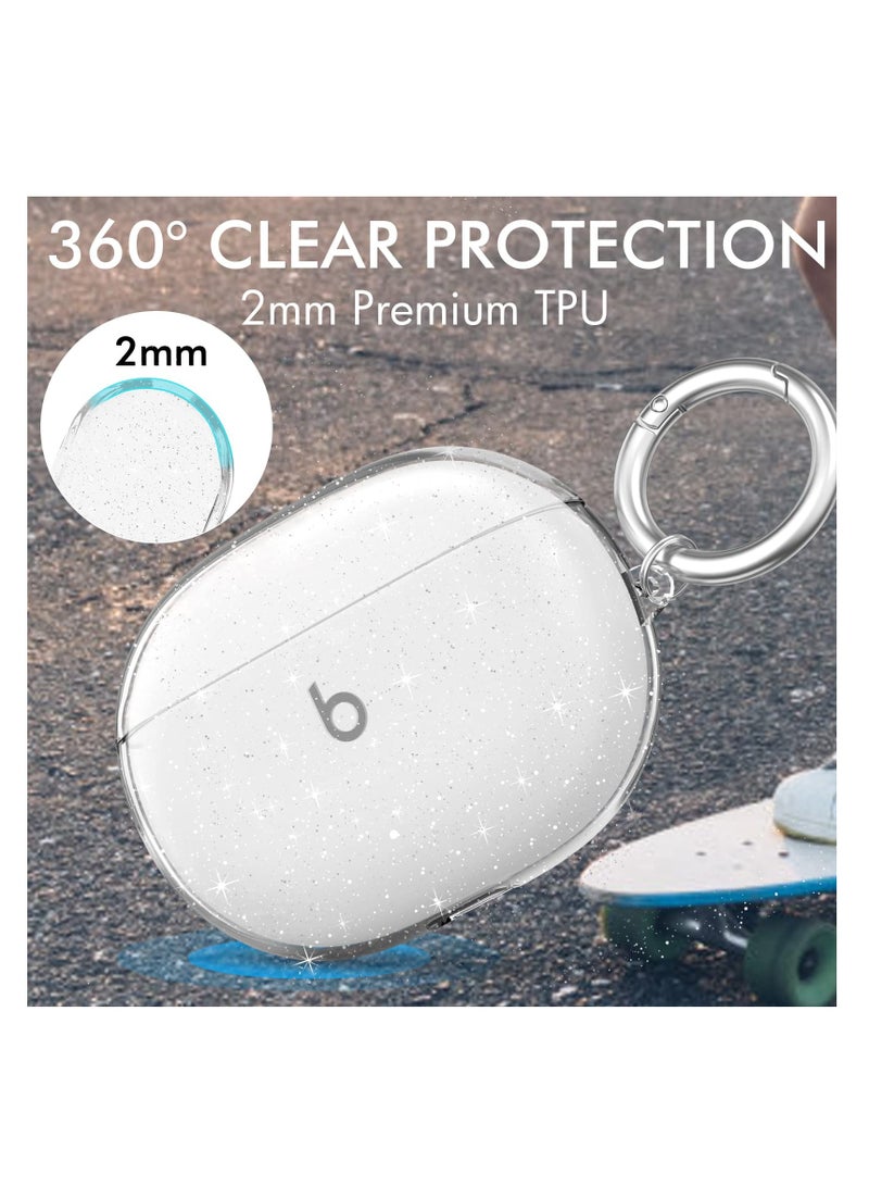 SYOSI Sparkly Bling Clear Case for Beats Studio Buds Case Cover 2023, Shockproof Soft TPU Case for Beats Studio Buds Case Cover with Keychain - Image 3