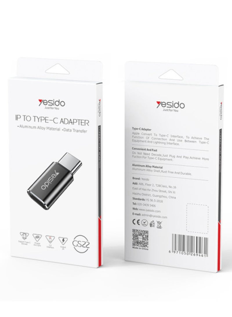 Yesido GS22 Aluminum Alloy Fast Data Transfer Type-C to Lightning OTG Adapter For iPhone /iOS - Image 5