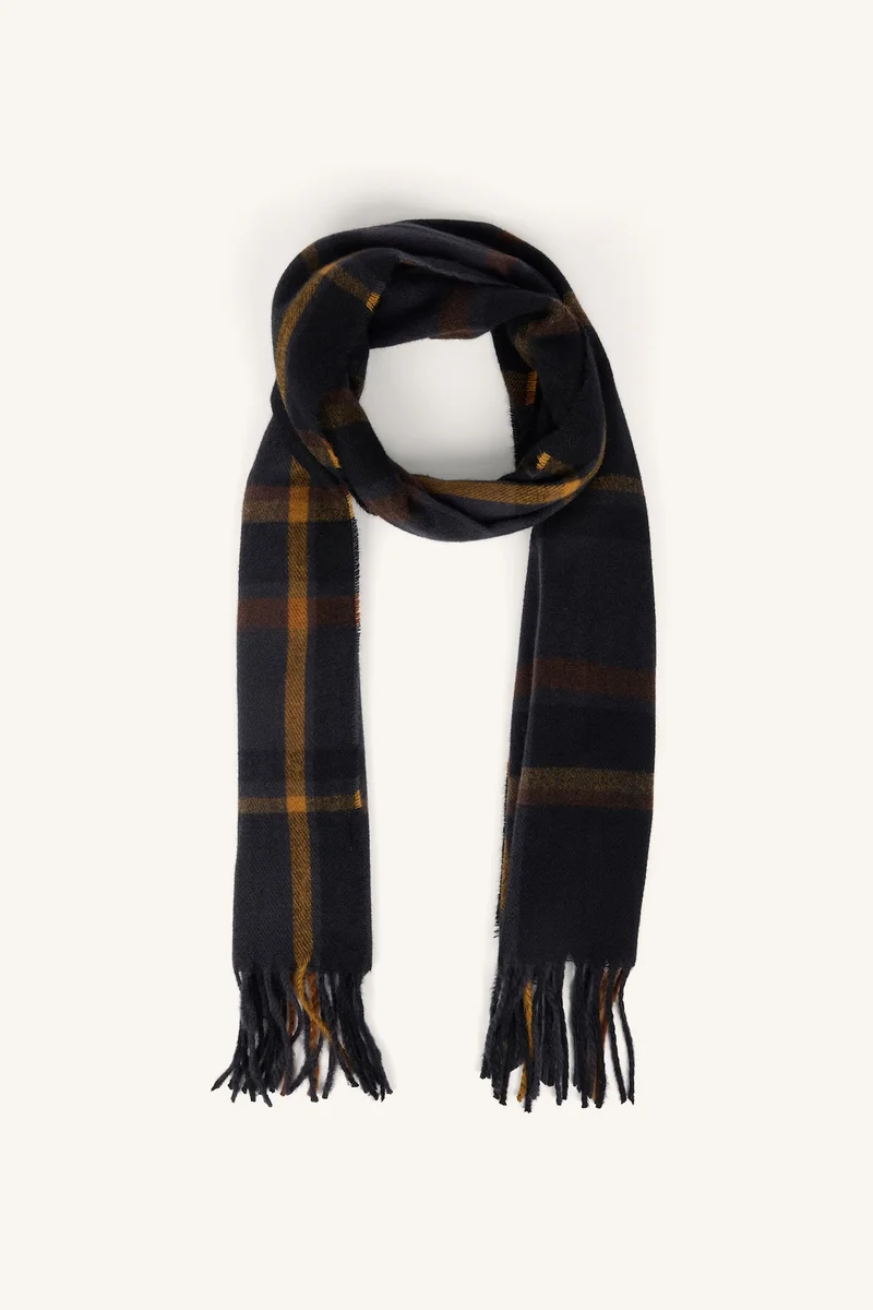 Man Plaid Woven Scarf