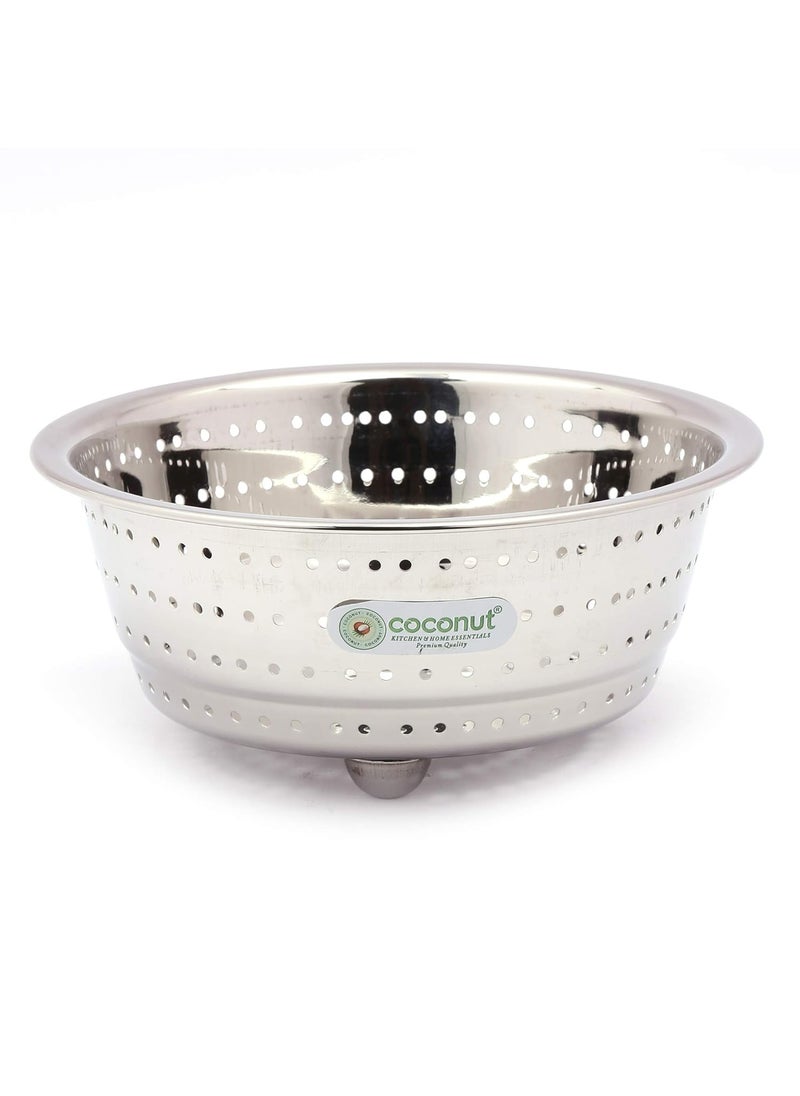 Coconut Coconut Stainless Steel Rice, Fruits & Vegetables Basin Strainer/Colander for Kitchen - 1 Unit - (Diamater- 9.5 Inches)  - Image 1