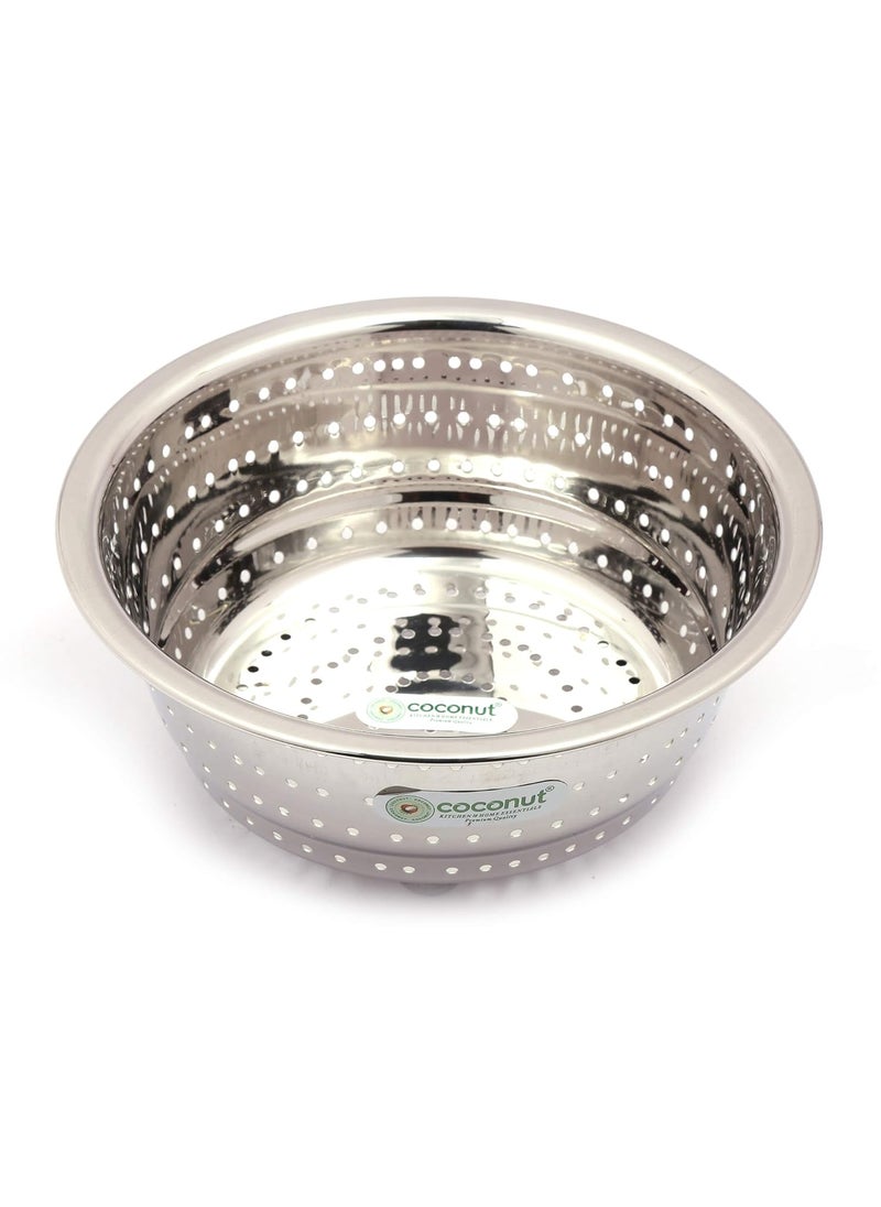 Coconut Coconut Stainless Steel Rice, Fruits & Vegetables Basin Strainer/Colander for Kitchen - 1 Unit - (Diamater- 9.5 Inches)  - Image 3