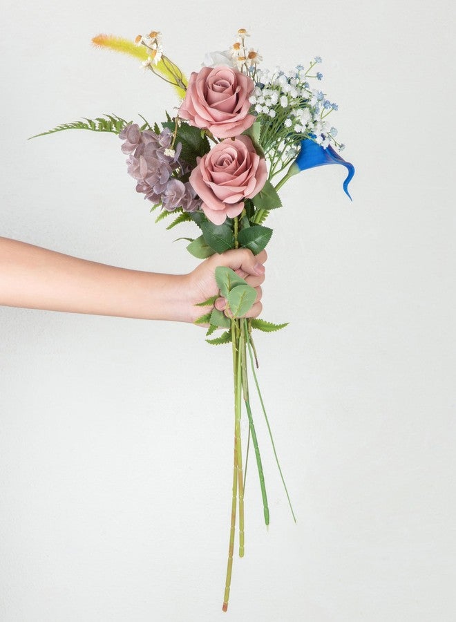 DuHouse 10pcs Silk Roses Artificial Flowers Fake Rose for Arrangement Wedding Party Home Decoration (Dusty Rose) - Image 3