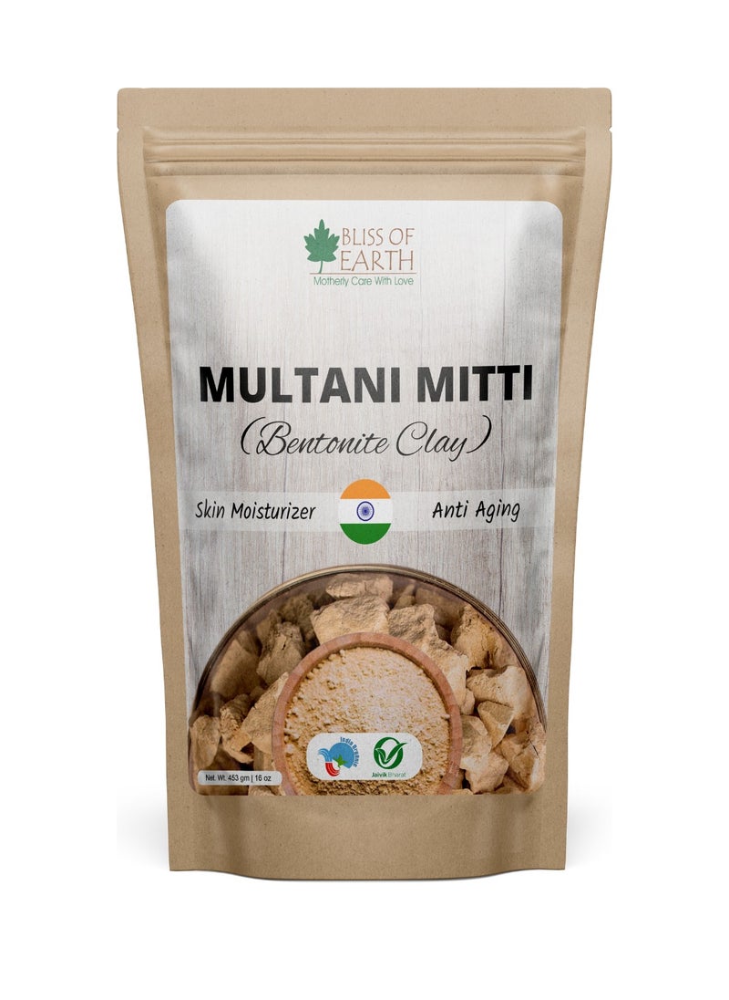 BLISS OF EARTH Bliss of EARTH 100 Pure Multani Mitti Powder Fuller's Earth Powder Great For Hair Face Skin 453gm  - Image 1