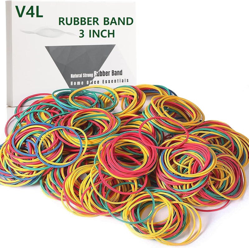 V4L Multicolour Rubber Bands - Durable, Stretchable, and Versatile Elastic Bands for Everyday Use (3 Inch Pack of 500grm) - Image 1
