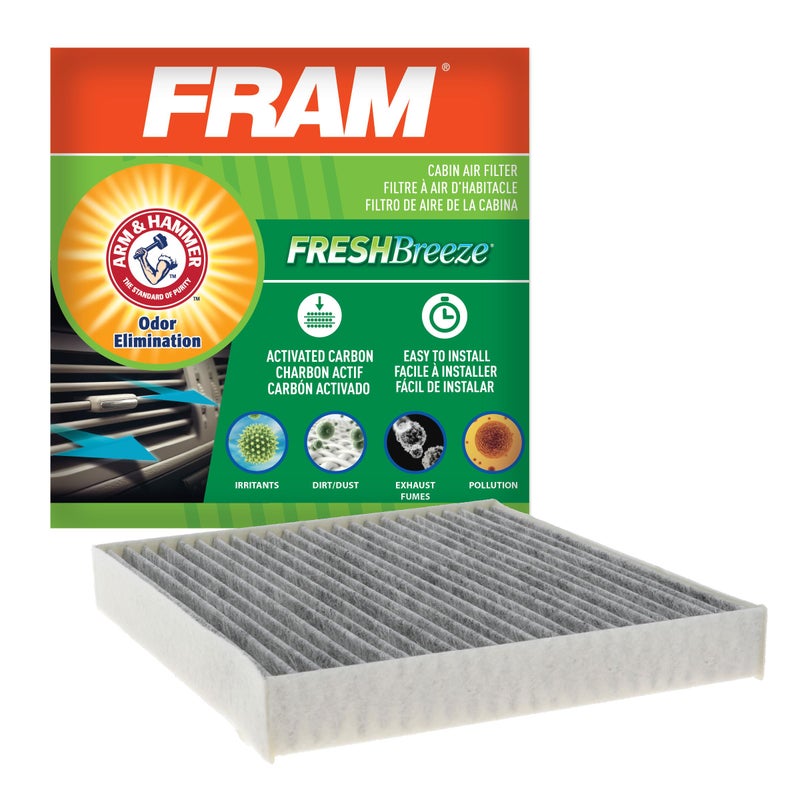 FRAM Fresh Breeze Cabin Air Filter Replacement for Car Passenger Compartment w/Arm and Hammer Baking Soda, Easy Install, CF10140 for Select Nissan, Infiniti and Mitsubishi Vehicles