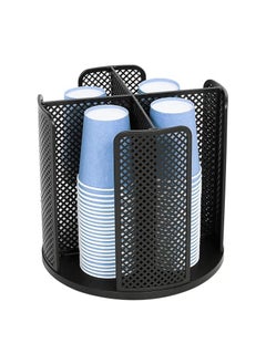 Arabest Versatile Cup and Lid Organizer, 360°Rotating Coffee Cup Dispenser with 4 Compartments, Multifunctional Cup Storage Rack, Durable Paper Cup Holder for Home, Office, Bar, Coffee Shop,Black  - Image 1