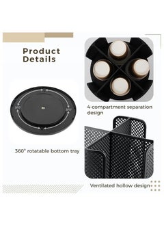 Arabest Versatile Cup and Lid Organizer, 360°Rotating Coffee Cup Dispenser with 4 Compartments, Multifunctional Cup Storage Rack, Durable Paper Cup Holder for Home, Office, Bar, Coffee Shop,Black  - Image 3
