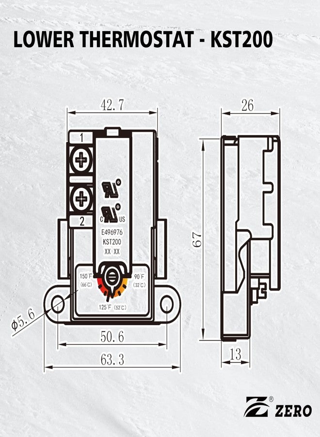 Z_جوده وثقه Zero KST200 Water Heater Thermostat,Lower Thermostat,UL Certification,Black - Image 3