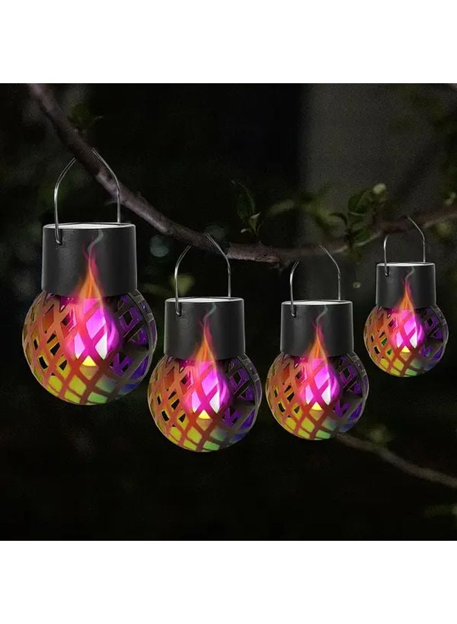 4 عبوات من مصابيح تعليق شمسية متعددة الألوان مع لهب وامض حقيقي لتزيين الحدائق الخارجية - Image 3