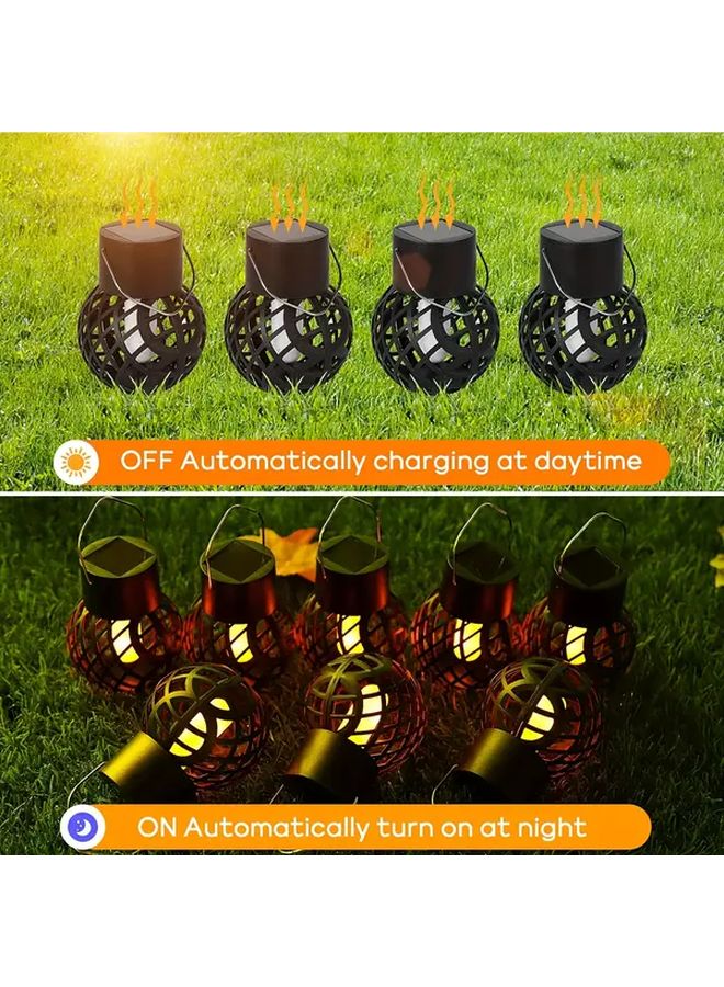 4 عبوات من مصابيح تعليق شمسية متعددة الألوان مع لهب وامض حقيقي لتزيين الحدائق الخارجية - Image 5