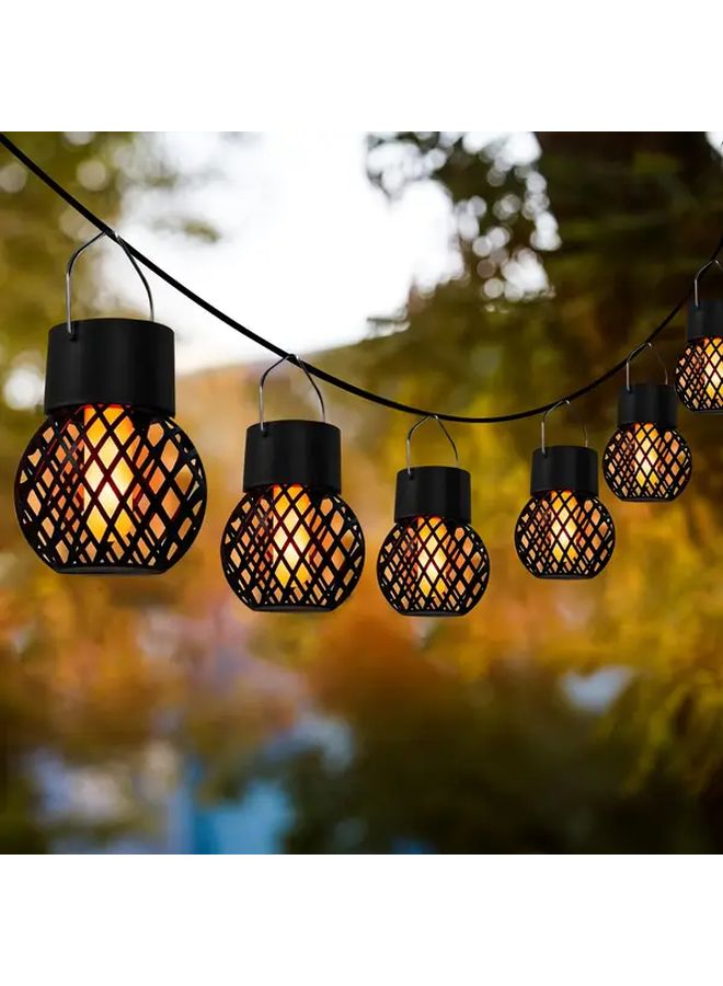 4 عبوات من مصابيح تعليق شمسية متعددة الألوان مع لهب وامض حقيقي لتزيين الحدائق الخارجية - Image 4