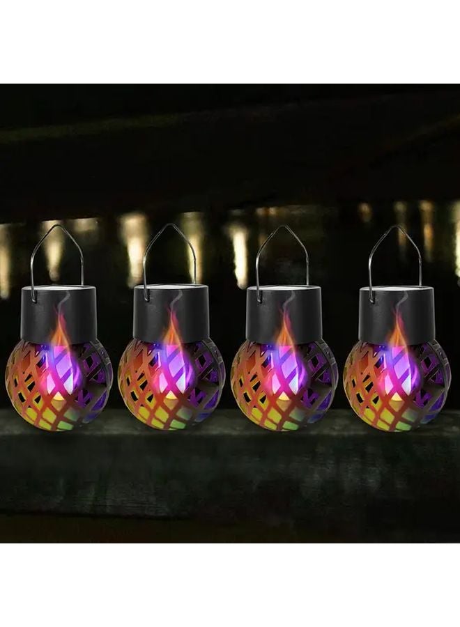 4 عبوات من مصابيح تعليق شمسية متعددة الألوان مع لهب وامض حقيقي لتزيين الحدائق الخارجية - Image 1