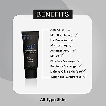 MD Flawless Factor BB Cream SPF Protection AntiAging Hydrating Brightening Lightweight Coverage for All Skin Types Moisturizing Formula with Sun Protection - Image 3