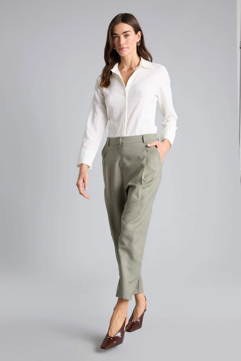 ديفاكتو Straight Fit Regular Hem Zipper modal Trousers