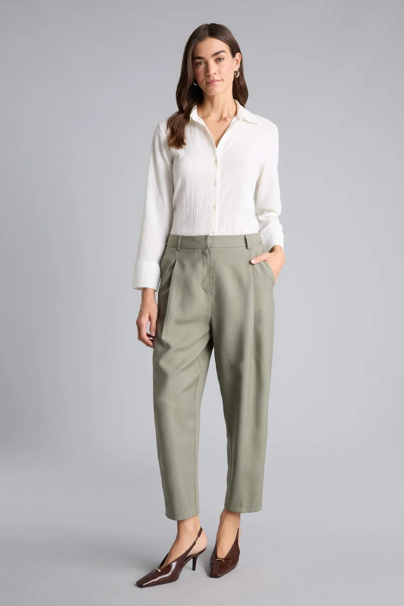 ديفاكتو Straight Fit Regular Hem Zipper modal Trousers