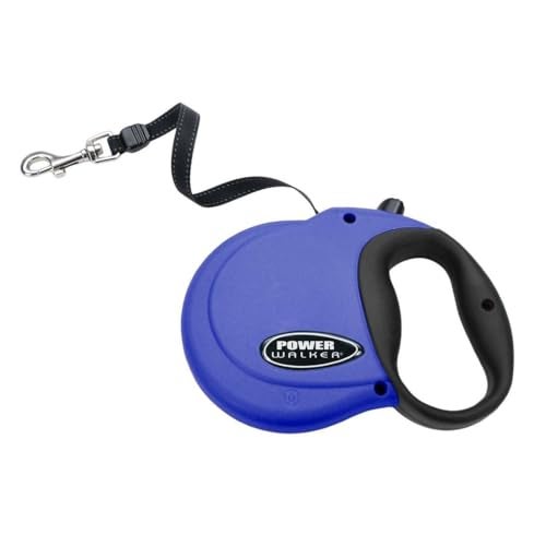 Coastal Pet Power Walker Dog Retractable Leash - Reflective Dog Leash - Stop-and-Release Control Button - Comfort Grip Handle - Blue - Small - Image 1