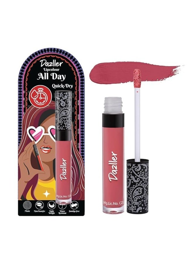 Dazller All Day Quick-Dry Lipcolour, Ultra-Matte, Smudge-Proof, Moisturising with Kokum Butter, 6g(DLC049) - Image 1