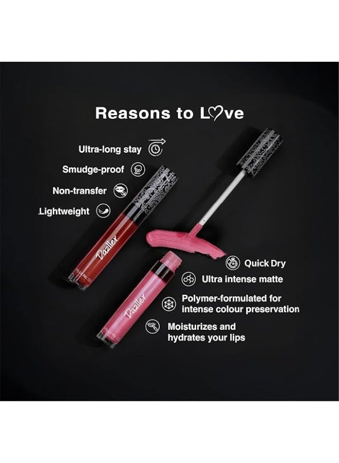 Dazller All Day Quick-Dry Lipcolour, Ultra-Matte, Smudge-Proof, Moisturising with Kokum Butter, 6g(DLC049) - Image 3