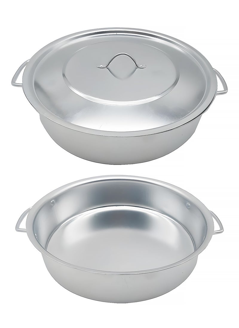 Generic A set of 4 pieces of aluminum Round oven trays with a lid  - Image 2