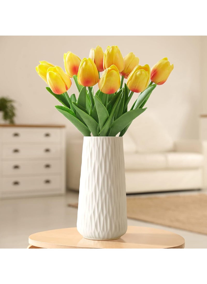 DELGREEN Ceramic Vase for Home Decor, White Flowers Vase, Modern Cylinder Vase for Centerpieces Entryway Shelf Living Room Table Decor  - Image 1
