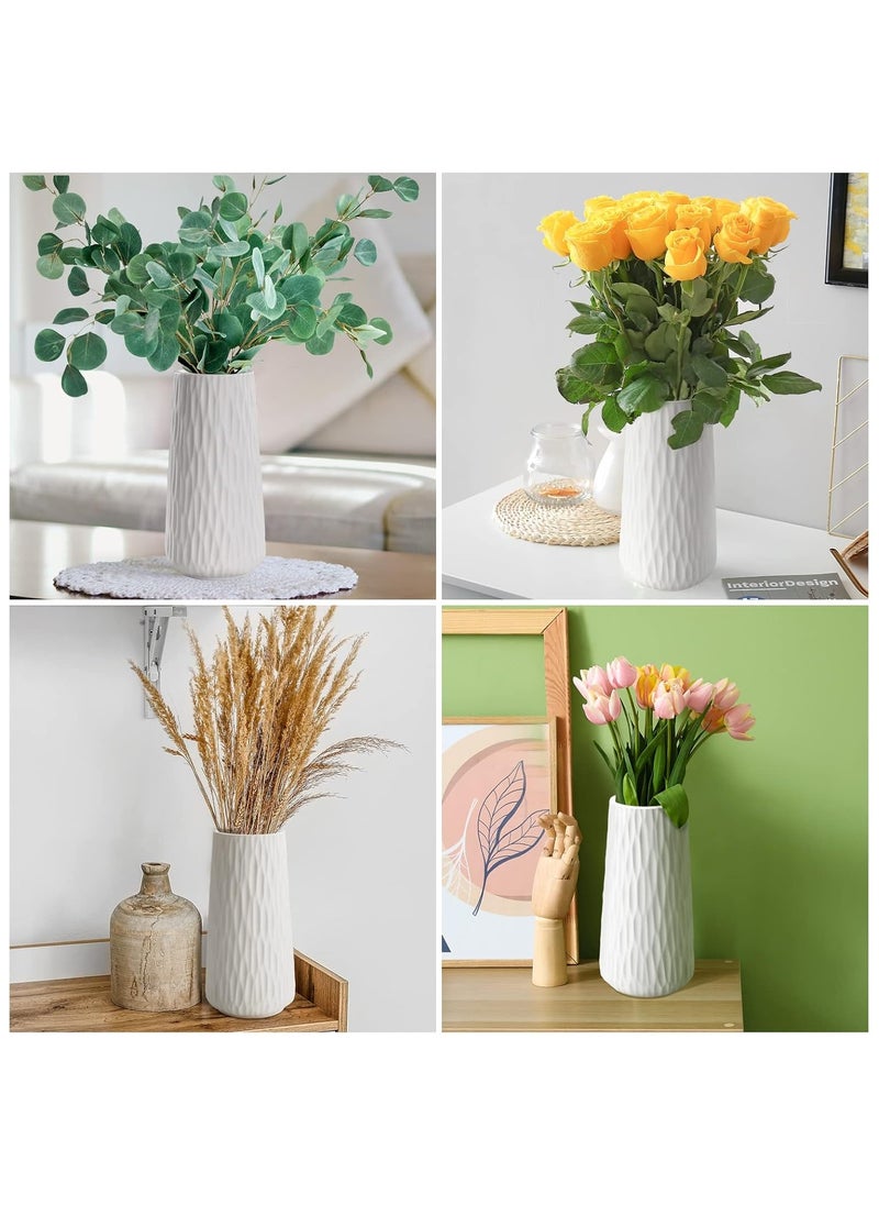 DELGREEN Ceramic Vase for Home Decor, White Flowers Vase, Modern Cylinder Vase for Centerpieces Entryway Shelf Living Room Table Decor  - Image 2