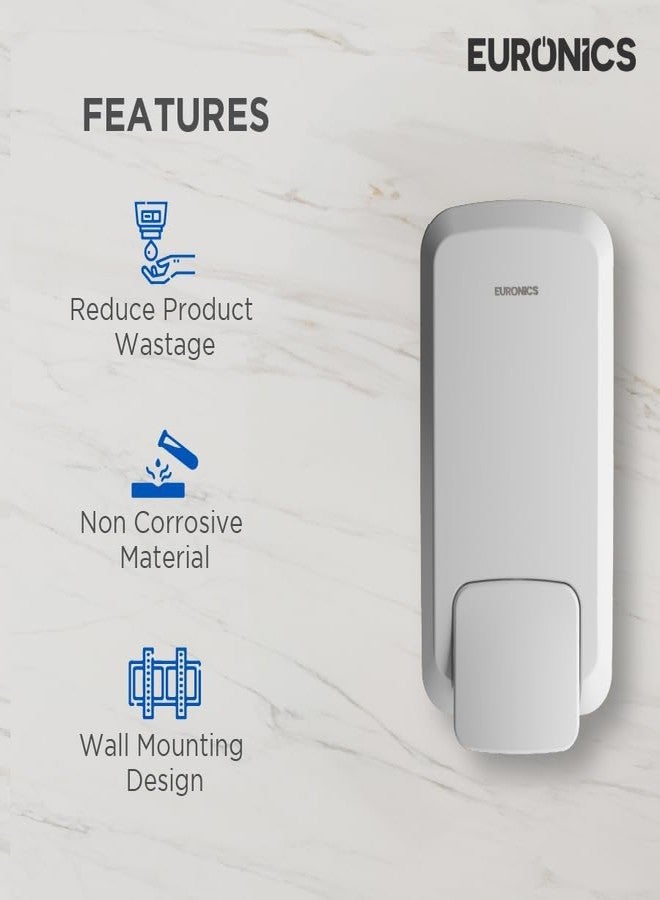 Euronics 1000 Ml Manual Soap Dispenser for Bathroom & Offices | Wall Mounted Plastic Durable Hand Wash Soap Dispenser | White | ES43 - Image 3