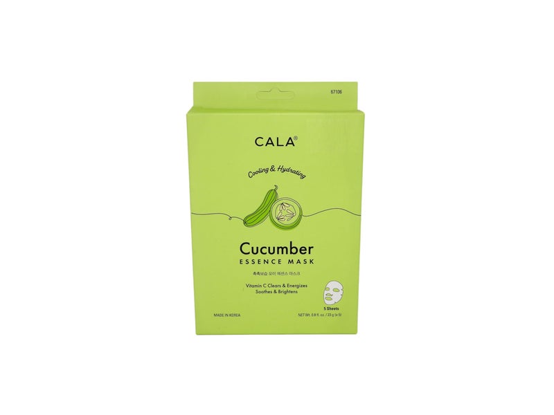 CALA Cucumber Essence Full Face Facial Mask Sheets - 5 Pieces, Made in Korea