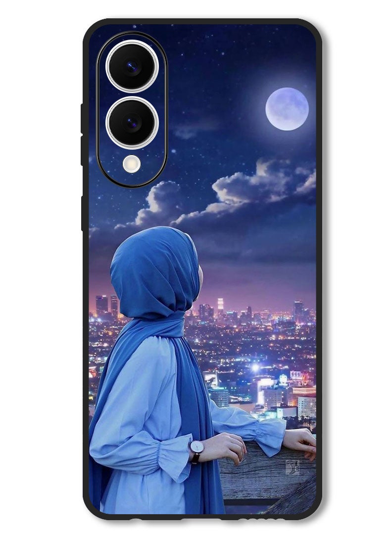 Theodor Case Compatible with Samsung Galaxy S25 Edge 6.7 Inch Protection Shockproof Bumper Cover Hijab Girl Looking at Moon - Image 1