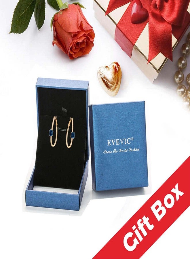 EVEVIC Stunning Austrian Crystal Octagon Hoop Earrings for Women Fashion 14K Gold Plated Hypoallergenic Jewelry Gift (Light Topaz) - Image 5