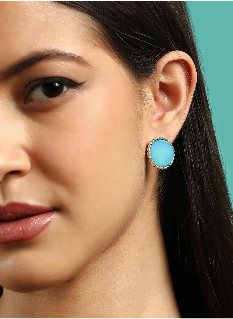 SOHI Contemporary Stones Stud Earrings