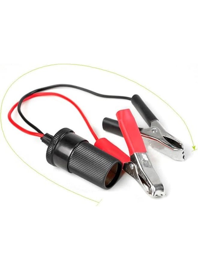 Heavy Duty Battery Clamp Extension Cable - 12V Female Power Socket to Alligator Clips - Portable Battery Terminal Adapter for Cars, Trucks, and Outdoor Equipment. - Image 2