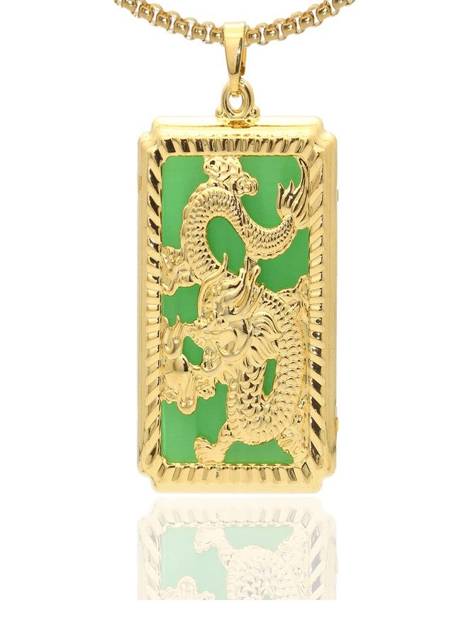 Xusamss Punk Jewelry Plated 18K Gold Dragon Dog Tag Pendant Necklace(Dragon) - Image 1
