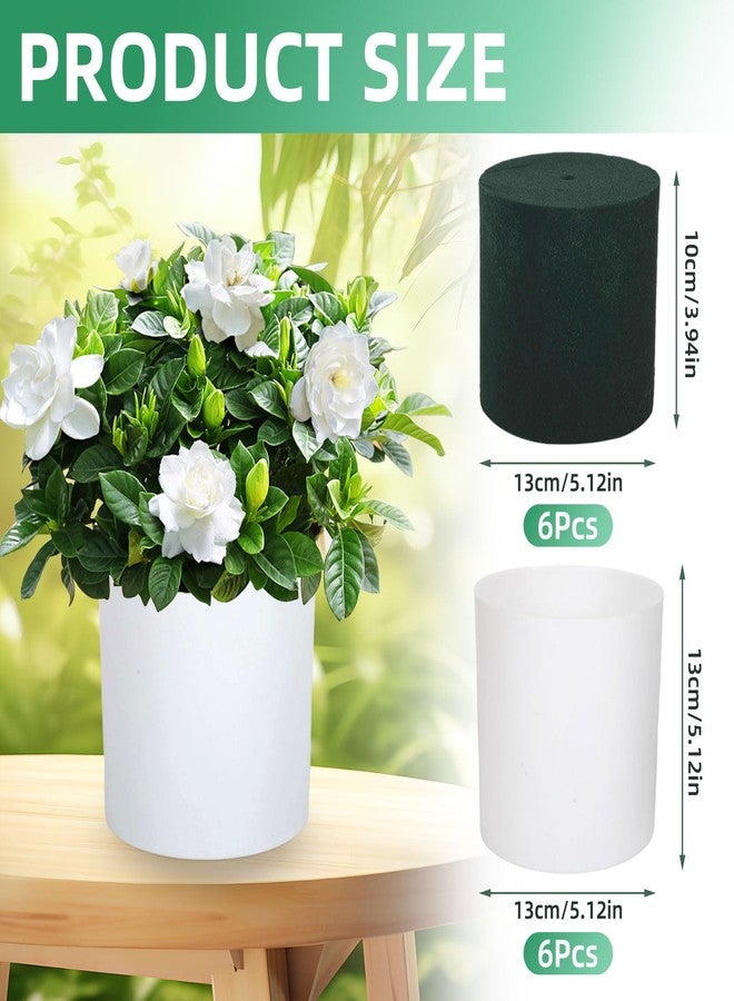Kuabiz 6 Pcs Plastic Flower Boxes for Arrangements 5 x 5 Inch Cylinder Planter Box Floral Centerpiece Containers with Removable Foam Blocks for Wedding Home Garden Craft Decor - Image 2