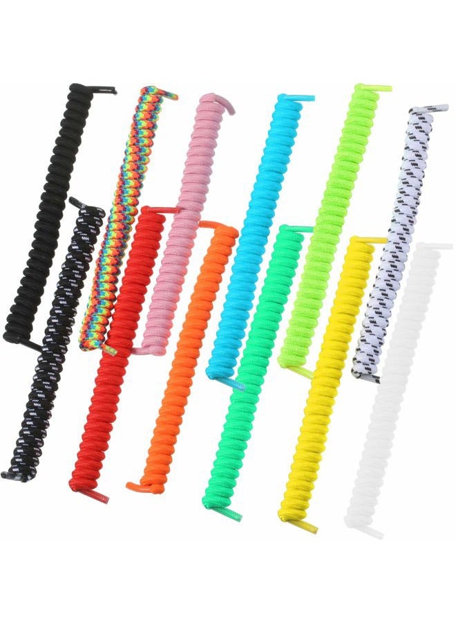 WILLBOND 12 Pairs No Tie Curly Shoelaces Elastic Shoe Lace in Solid Color for Kids and Adults, multicoloured, M - Image 2