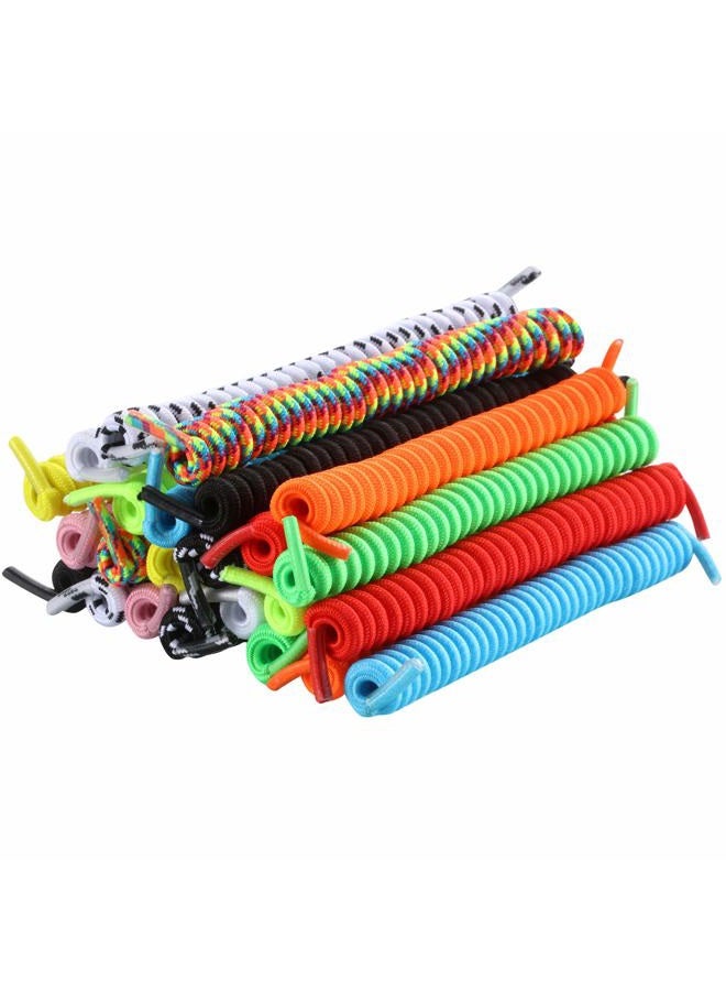 WILLBOND 12 Pairs No Tie Curly Shoelaces Elastic Shoe Lace in Solid Color for Kids and Adults, multicoloured, M - Image 1
