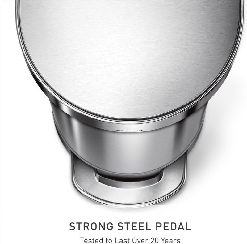 Simple Human 45 Liter / 12 Gallon Slim Hands-Free Kitchen Step Trash Can, Brushed Stainless Steel - Image 4