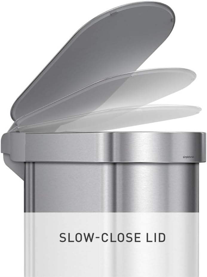 Simple Human 45 Liter / 12 Gallon Slim Hands-Free Kitchen Step Trash Can, Brushed Stainless Steel - Image 5