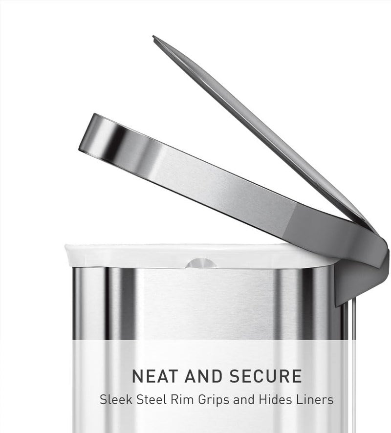 Simple Human 45 Liter / 12 Gallon Slim Hands-Free Kitchen Step Trash Can, Brushed Stainless Steel - Image 3