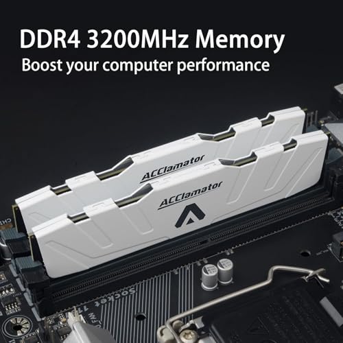 Acclamator DDR4 RAM 32GB (2x16GB) 3200MHz PC4-25600 XMP CL18 1.35V 288-pin Desktop PC Memory Module with Heatsink White Suitable for Gaming and Office Work - Image 2