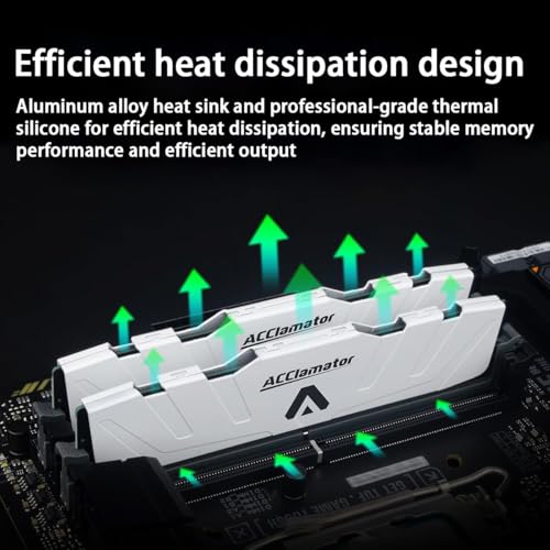 Acclamator DDR4 RAM 32GB (2x16GB) 3200MHz PC4-25600 XMP CL18 1.35V 288-pin Desktop PC Memory Module with Heatsink White Suitable for Gaming and Office Work - Image 4