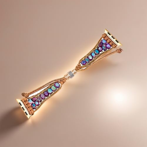SURPRISE PIE Women Handmade Boho Beaded Watch Band Compatible with Apple Watch Bands Dressy Bracelets Adjustable Braided Stone Watch Strap for Iwatch Series11 10 9 8 7 6 5 4 3 2 1 SE Ultra(Pink-38/40/41mm) - Image 4