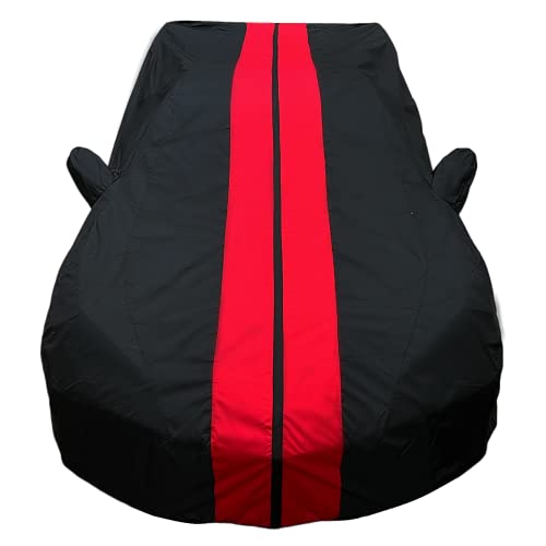 SR1 Performance C8 Corvette Indoor/Outdoor Car Cover - Ultraguard Plus Water Resistant 300 Denier Protection - Custom Fit for 2020-2024 Stingray, Z51, Z06, E-Ray Corvettes (Black with Red Stripes) - Image 5