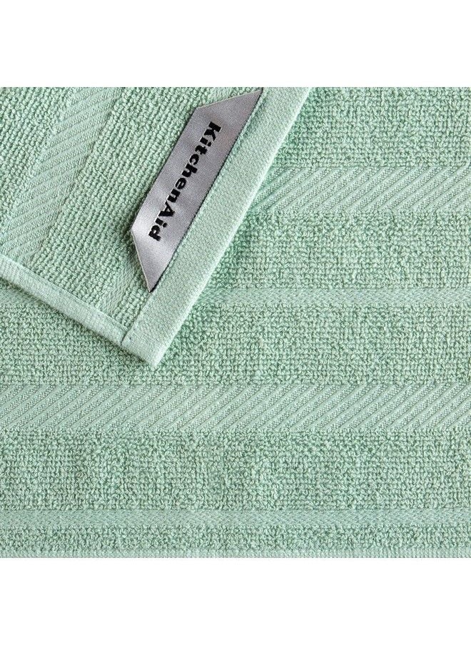 KitchenAid Albany Dishcloth 8 Pack Set Pistachio/White 12"X12"  - Image 4
