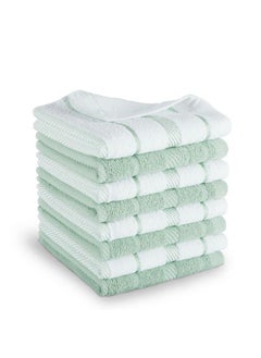 KitchenAid Albany Dishcloth 8 Pack Set Pistachio/White 12"X12"  - Image 2