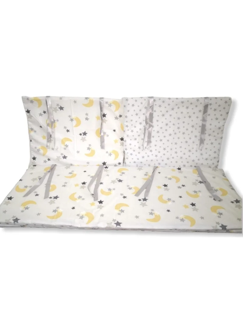 Bebek Özel Baby Special Baby/kid Crib Edge Protection 80X180 For Crib (4 Pieces) Yellow Crescent/Gray Star