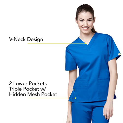 WonderWink Origins Women’s Bravo V-Neck Scrub Top - Royal, XS - Image 2