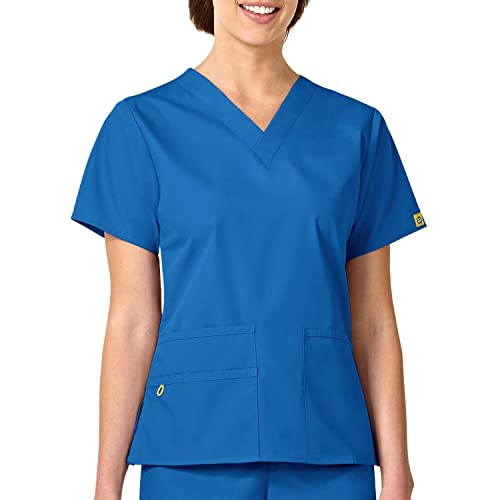 WonderWink Origins Women’s Bravo V-Neck Scrub Top - Royal, XS - Image 1