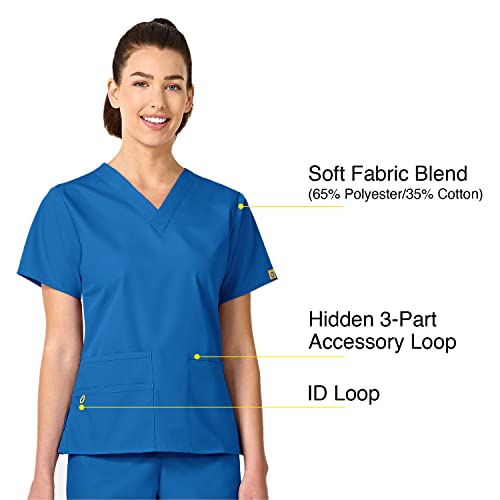 WonderWink Origins Women’s Bravo V-Neck Scrub Top - Royal, XS - Image 3